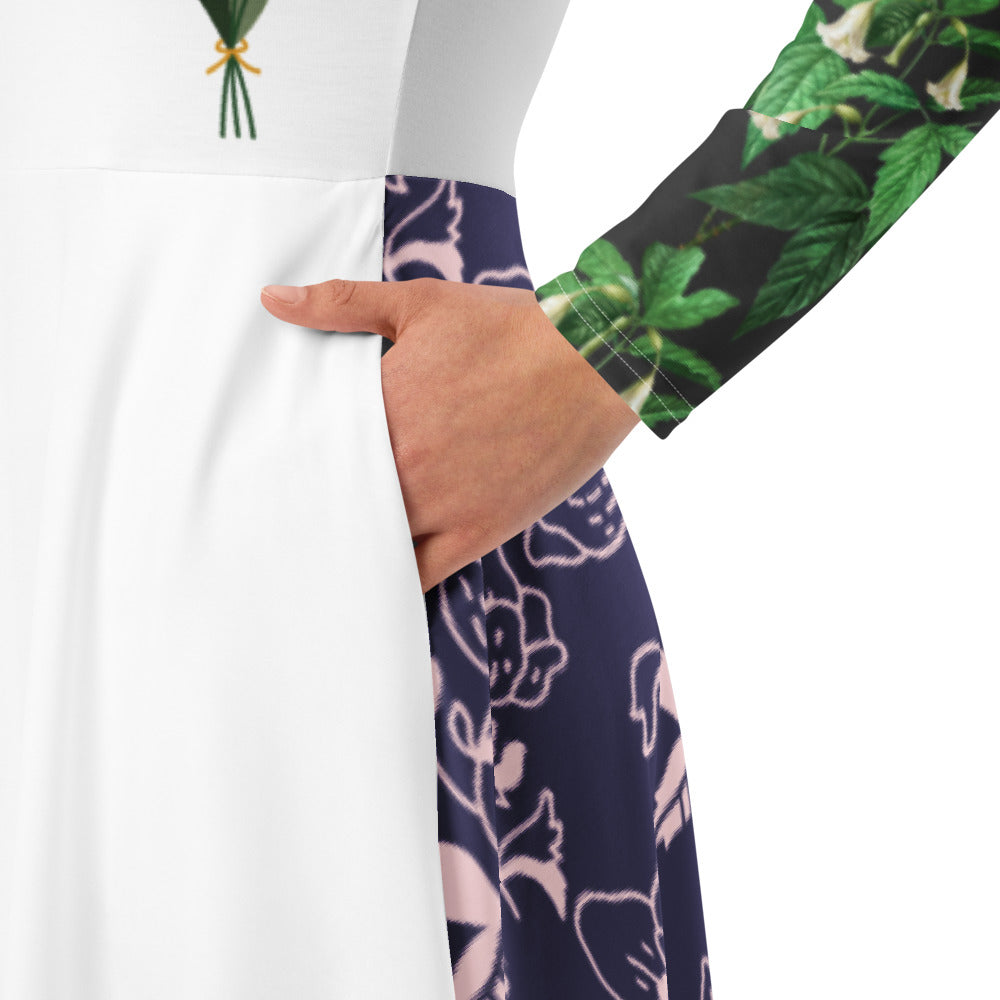 長袖連衣裙,遍布整個印刷 - 上帝與她同在,她不會跌倒