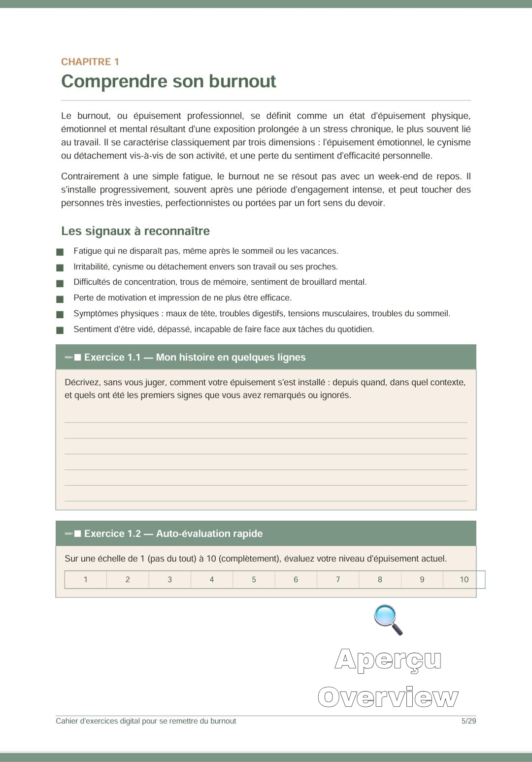 Rebuilding after burnout/ Se reconstruire après le burnout (Workbook)/Français/Anglais