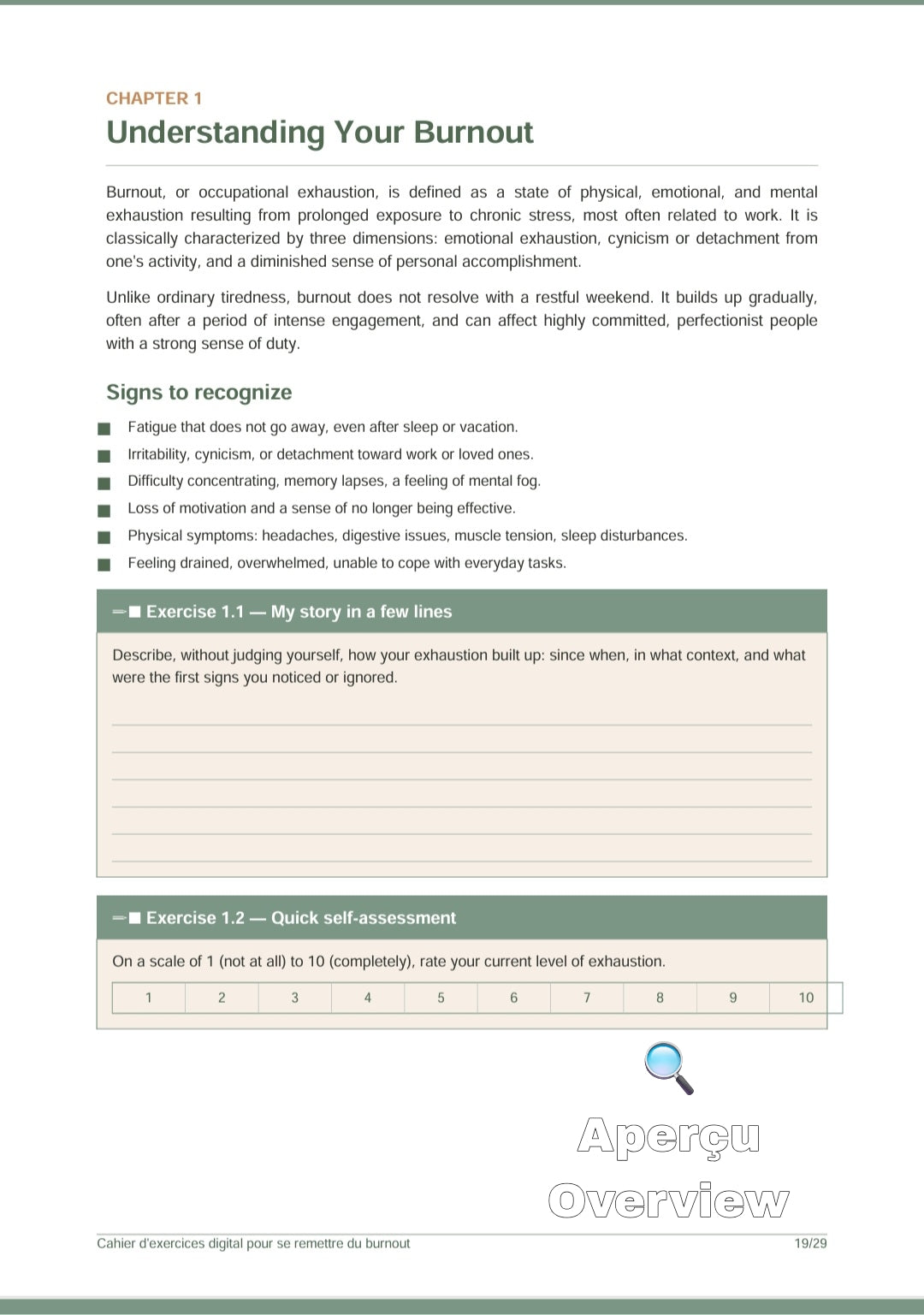 Rebuilding after burnout/ Se reconstruire après le burnout (Workbook)/Français/Anglais