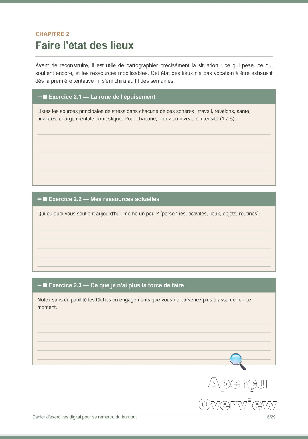 Rebuilding after burnout/ Se reconstruire après le burnout (Workbook)/Français/Anglais