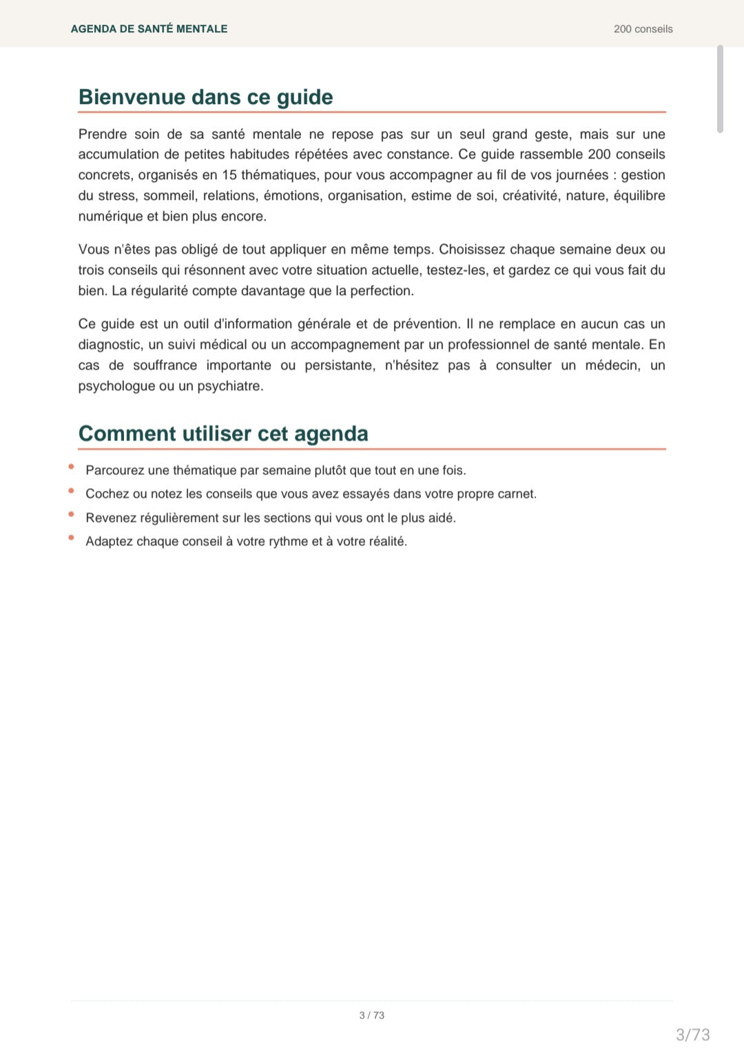 Digital Mental Health Agenda - 200 tips/ Agenda digital de santé mentale - 200 conseils (Français/Anglais/Chinois/Hindi)