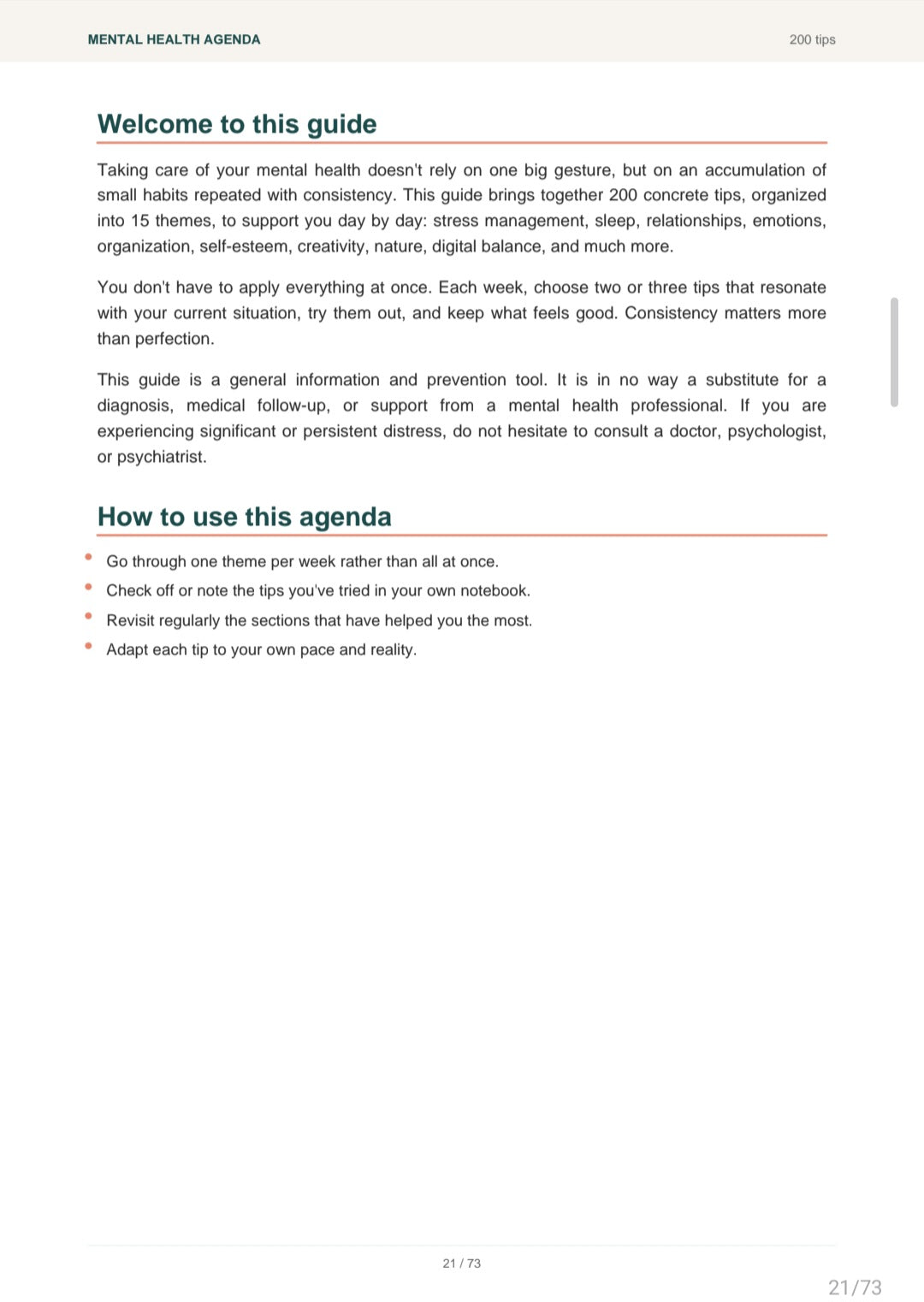 Digital Mental Health Agenda - 200 tips/ Agenda digital de santé mentale - 200 conseils (Français/Anglais/Chinois/Hindi)