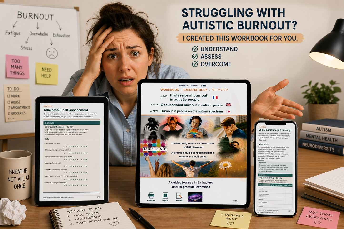 Occupational burnout in austistic people (Workbook)/L'épuisement professionnel chez les personnes autistes (Français/Anglais/Japonais)