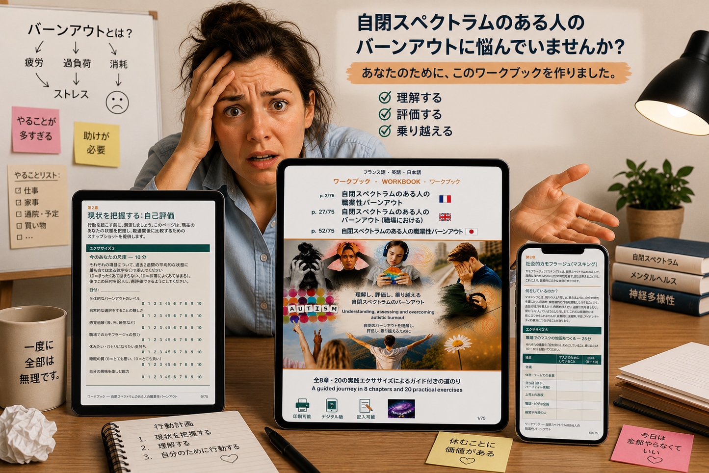 Occupational burnout in austistic people (Workbook)/L'épuisement professionnel chez les personnes autistes (Français/Anglais/Japonais)