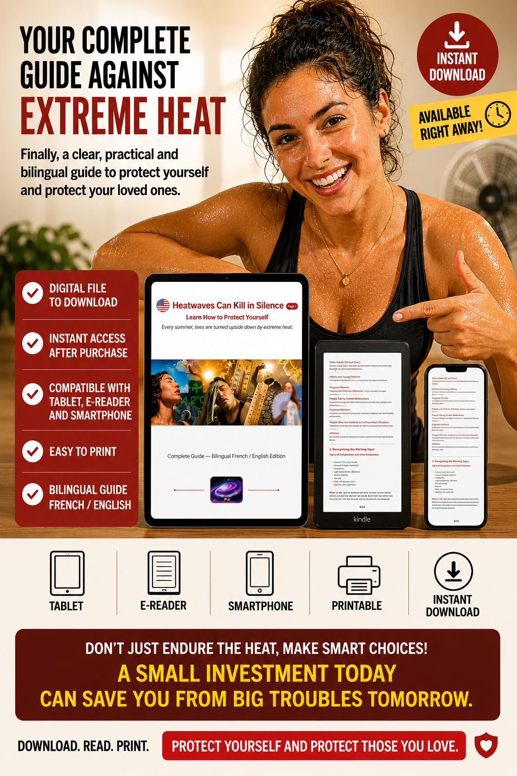 La canicule peut tuer en silence, découvrez comment vous protéger (ebook)/ Heatwaves can kill in silence, learn how to protect yourself (Français/ English)