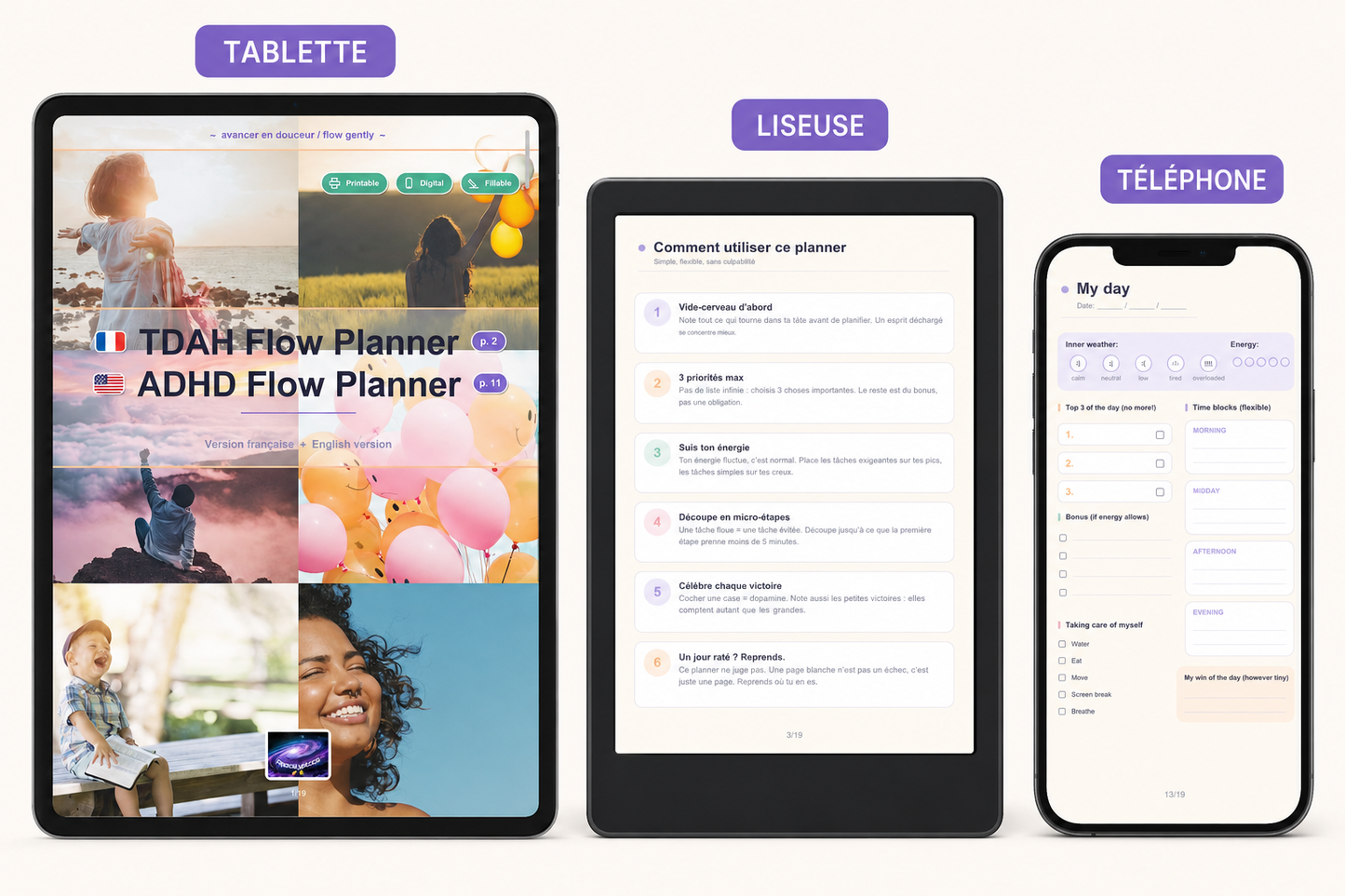 TDAH Flow planner/ ADHD Flow planner (Français/Anglais)