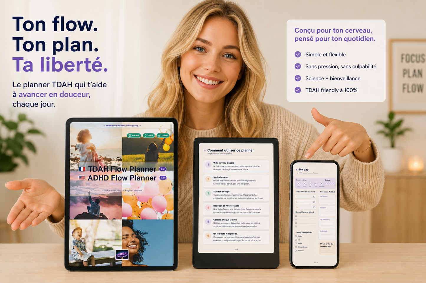 TDAH Flow planner/ ADHD Flow planner (Français/Anglais)