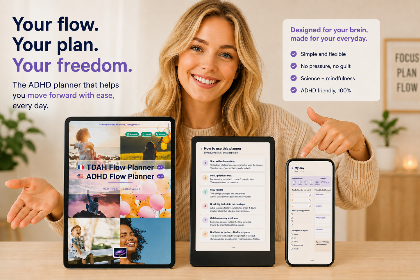 TDAH Flow planner/ ADHD Flow planner (Français/Anglais)
