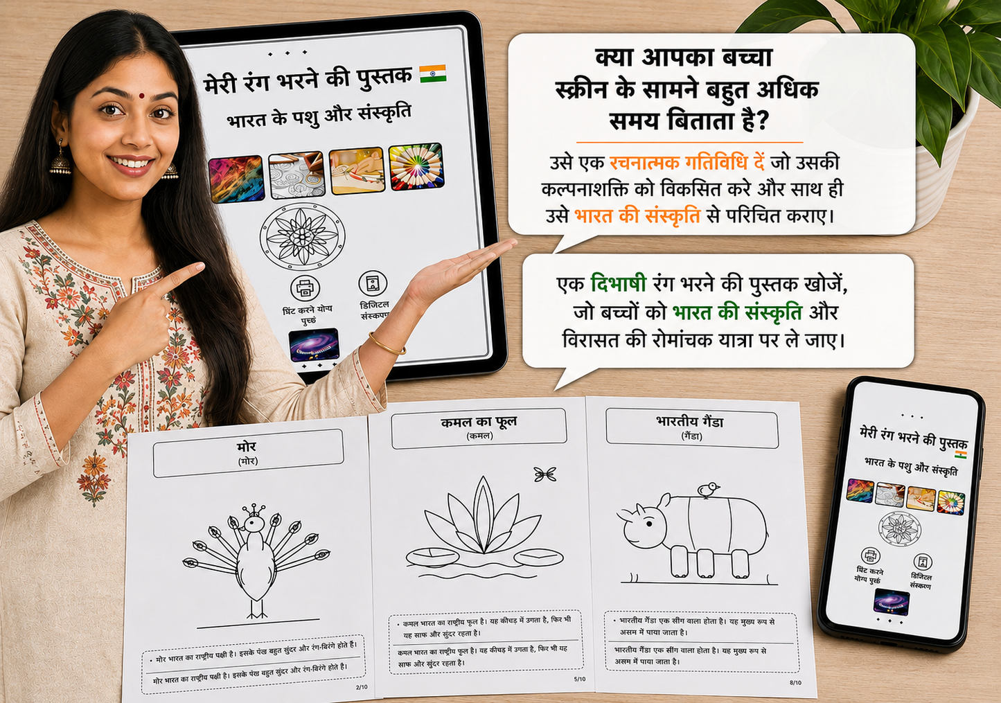 Mon cahier de coloriage/ मेरी रंग भरने की कताब (Français/ Indien)