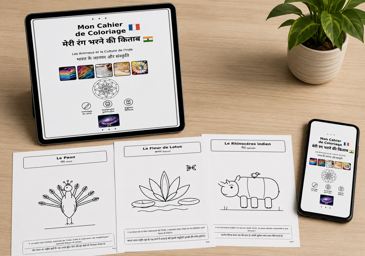Mon cahier de coloriage/ मेरी रंग भरने की कताब (Français/ Indien)