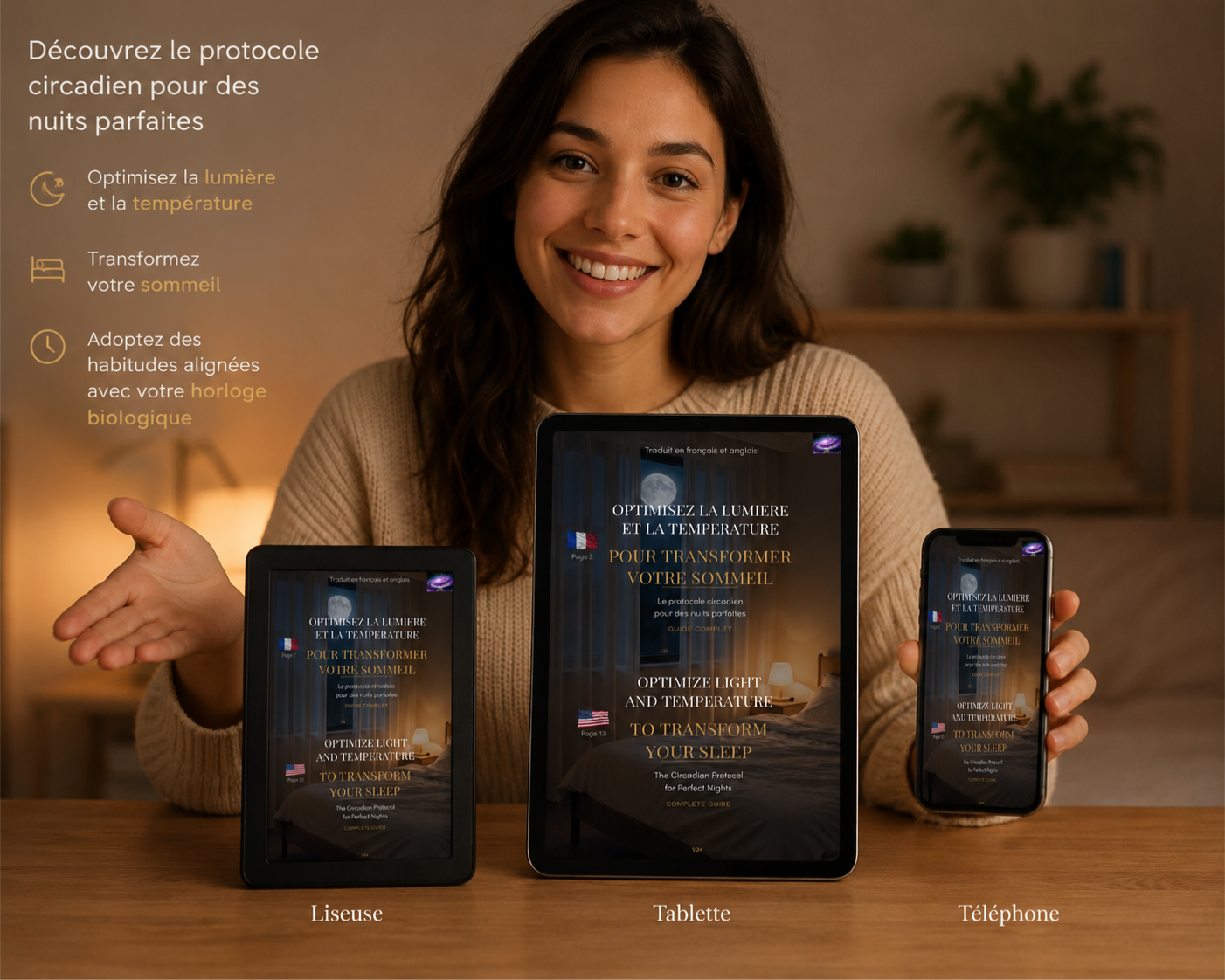Optimiser la lumière et la température, pour transformer votre sommeil. Le protocole circadien pour des nuits parfaites (Ebook)/Français/Anglais