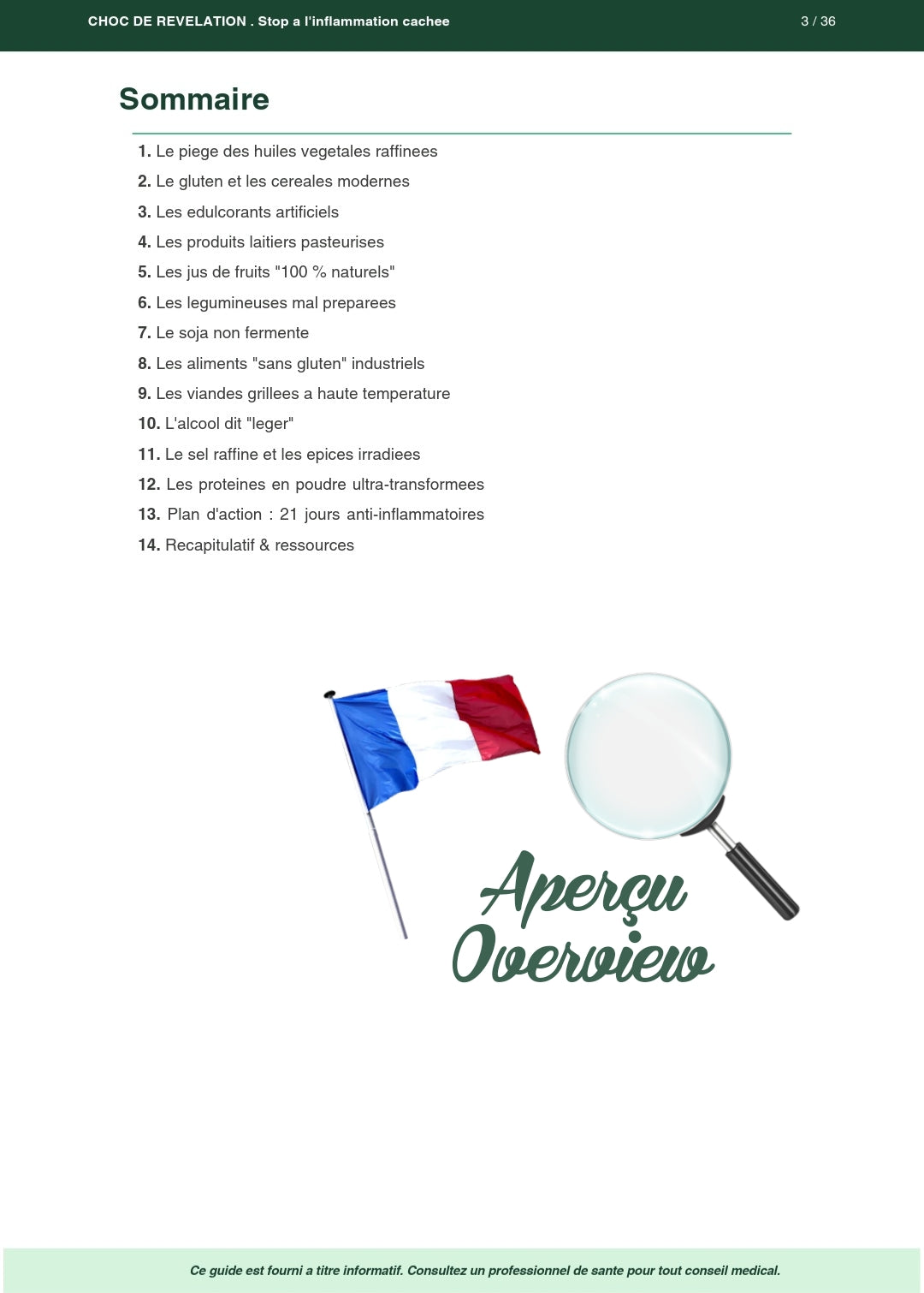Stop à l'inflammation cachée. Ces aliments "sains" qui vous inflamment en secret. (ebook)/ Français/Anglais