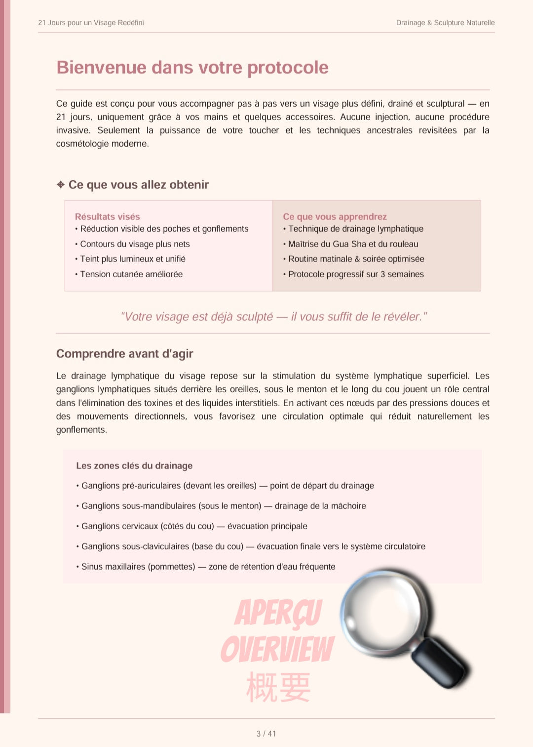 21 jours visage redéfini, drainage lympatique & sculpture naturelle (ebook)/Français/Anglais/Japonais