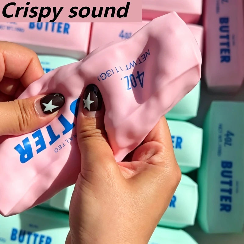 Balle anti-stress souple en forme de bâtonnet de beurre, à malaxer, presser croustillant, rembourrés, ASMR anti-stress pour la relaxation des mains