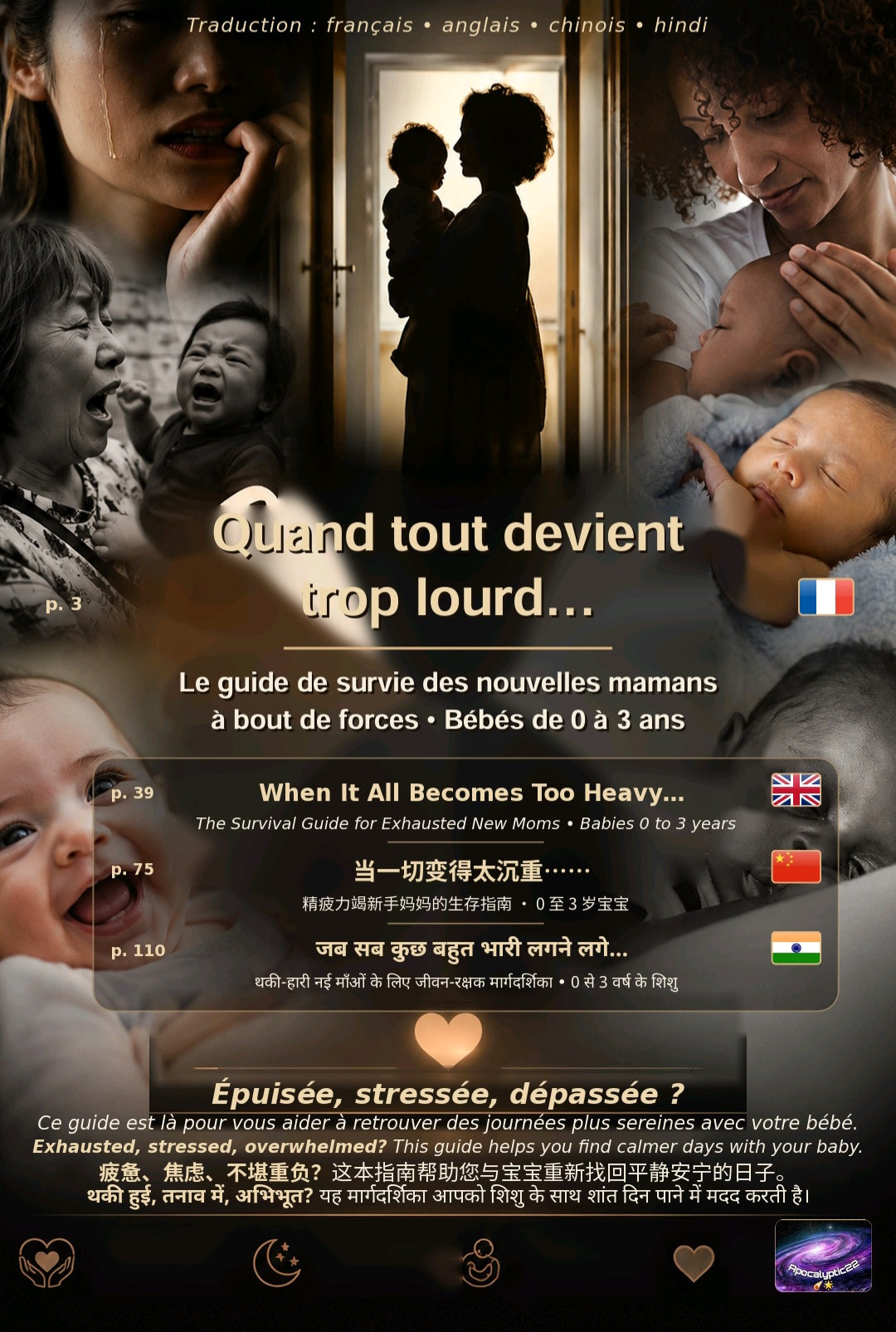 Quand tout devient trop lourd… Le guide de survie des nouvelles mamans à bout de forces (bébés 0 à 3 ans). Épuisée, stressée, dépassée ? Ce guide est là pour vous (ebook) (Français/Anglais/Chinois/Indien)