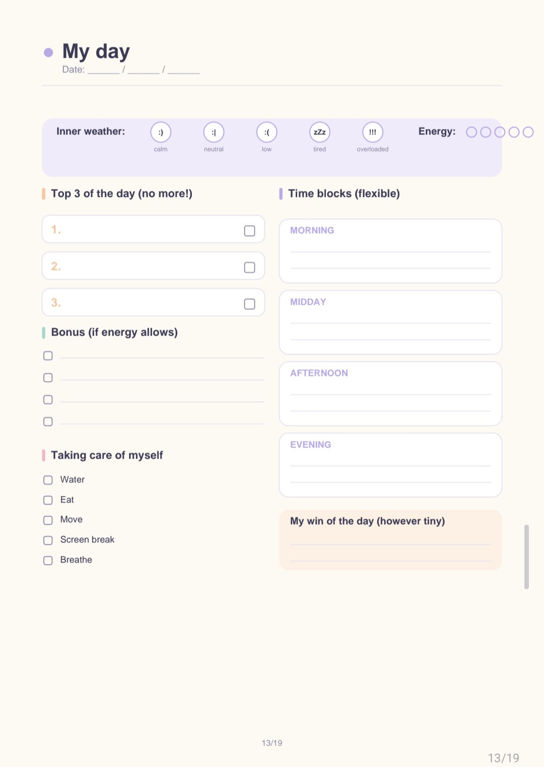 TDAH Flow planner/ ADHD Flow planner (Français/Anglais)