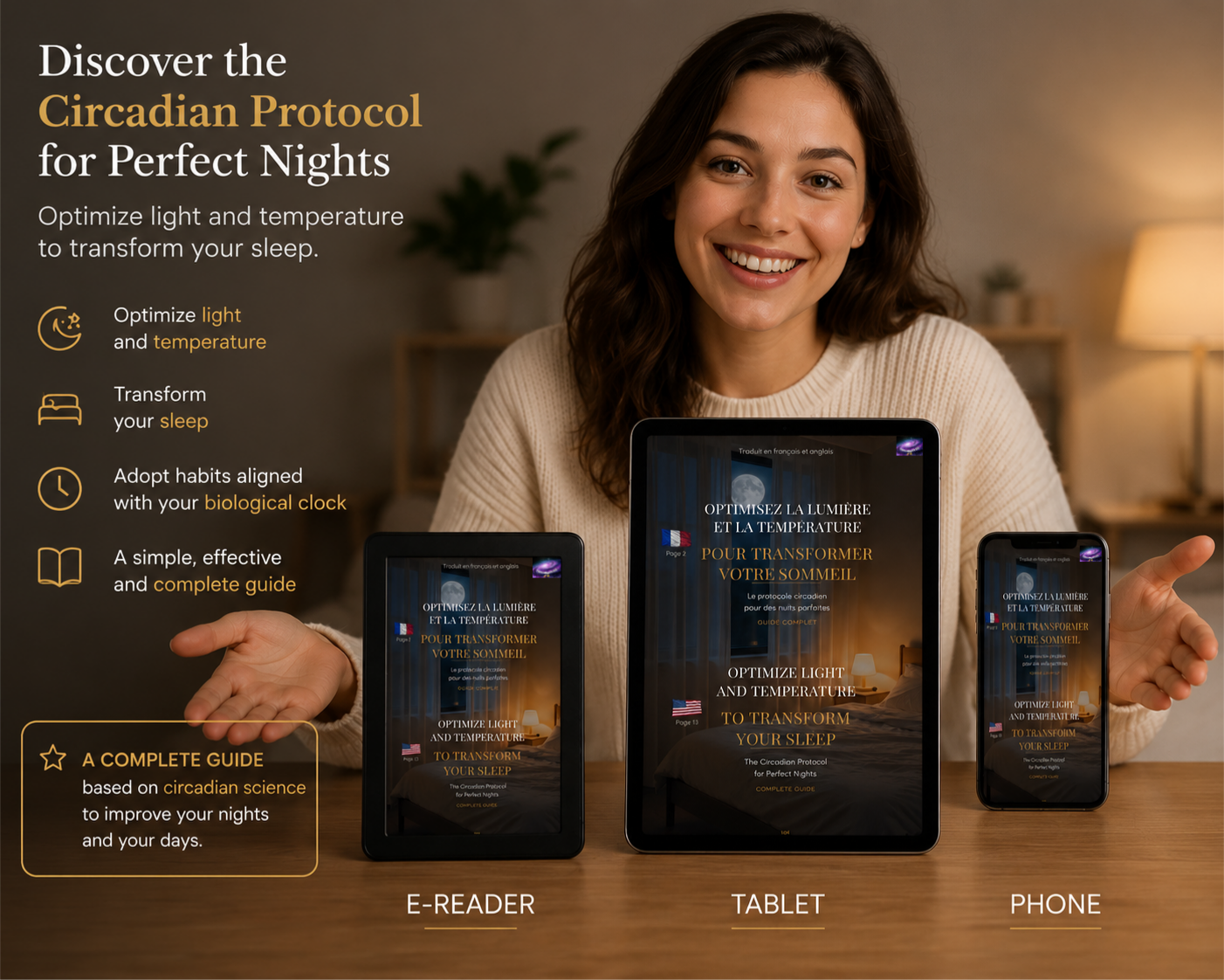 Optimiser la lumière et la température, pour transformer votre sommeil. Le protocole circadien pour des nuits parfaites (Ebook)/Français/Anglais