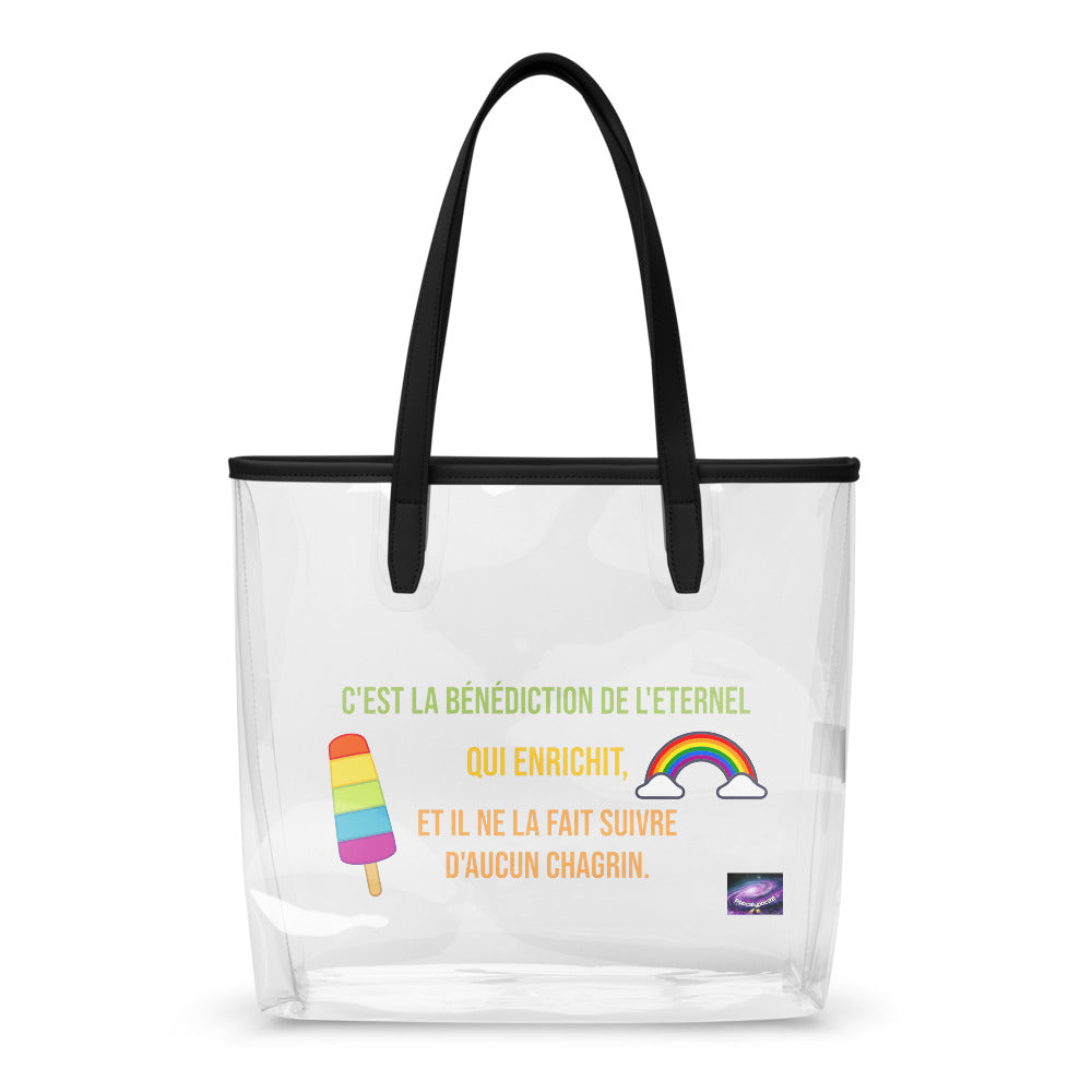 Tote bag transparent - C'est la bénédiction de l'Eternel qui enrichit, et il ne la fait suivre d'aucun chagrin