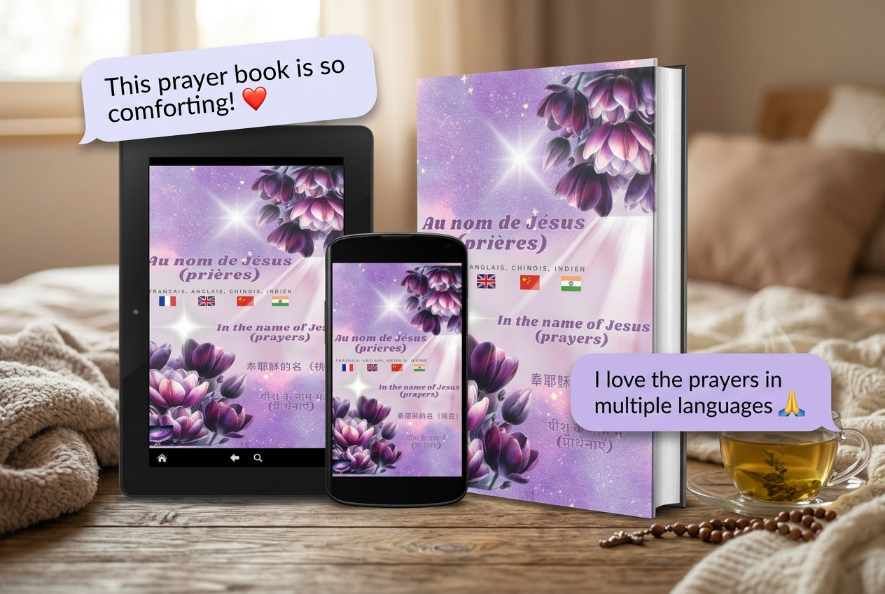Au nom de Jésus (prières)__Ebook__Français, Anglais, Chinois, Indien