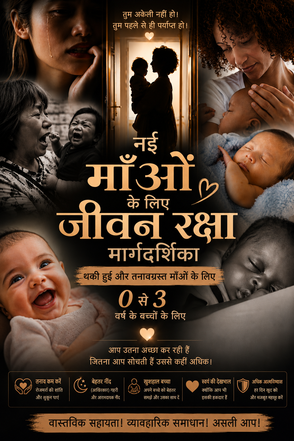 जब सब कुछ बहुत ज़्यादा हो जाए… थकी हुई नई माताओं के लिए एक सर्वाइवल गाइड (0 से 3 साल के शिशुओं के लिए)।  थकी हुई, तनावग्रस्त, अभिभूत? यह गाइड आपके लिए है (ई-बुक) (SPECIAL HINDI)