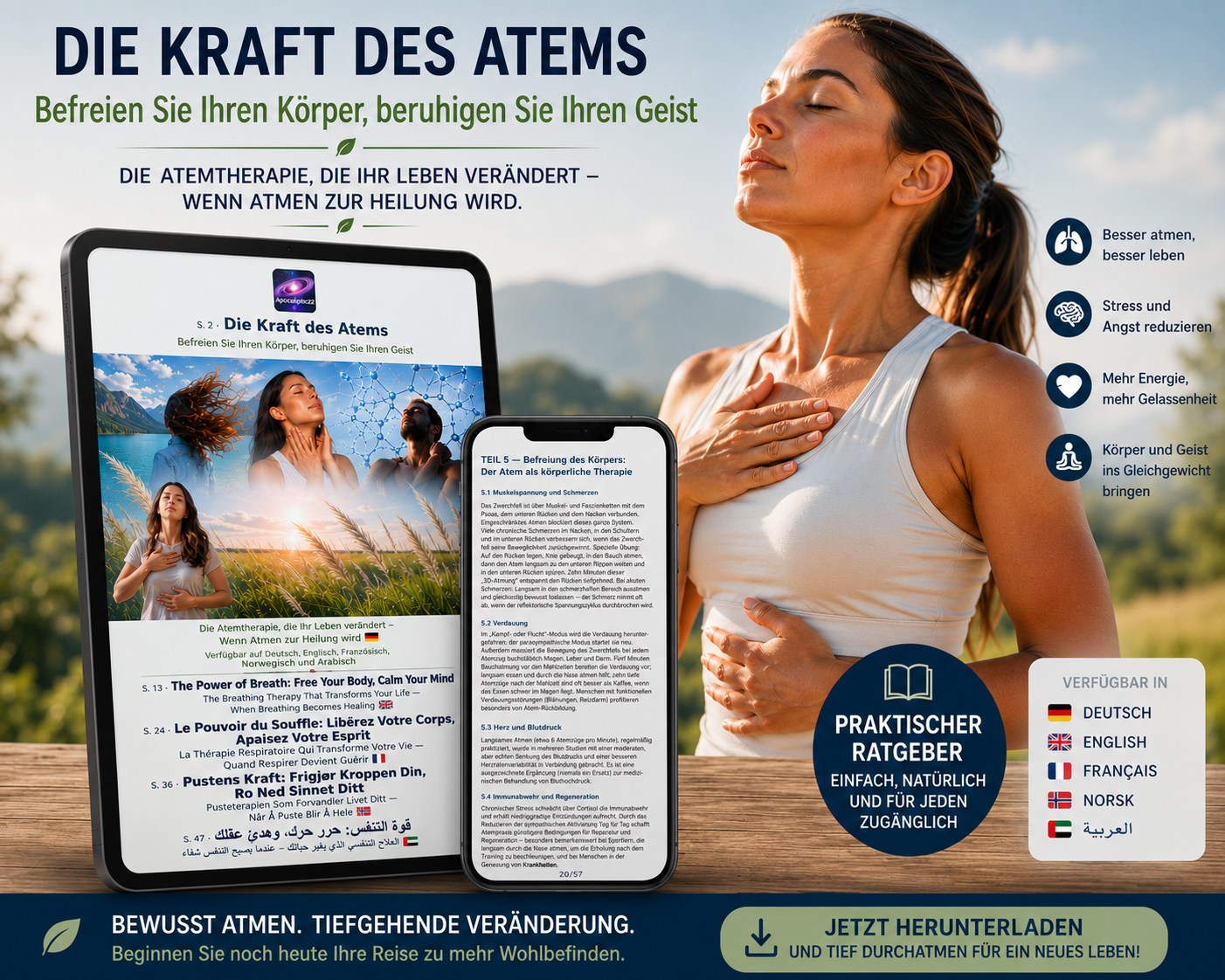 Le Pouvoir du Souffle Libérez Votre Corps, Apaisez Votre Esprit. La Thérapie Respiratoire Qui Transforme Votre Vie Quand Respirer Devient Guérir (ebook) (Français/Anglais/Allemand/Norvégien/Arabe)