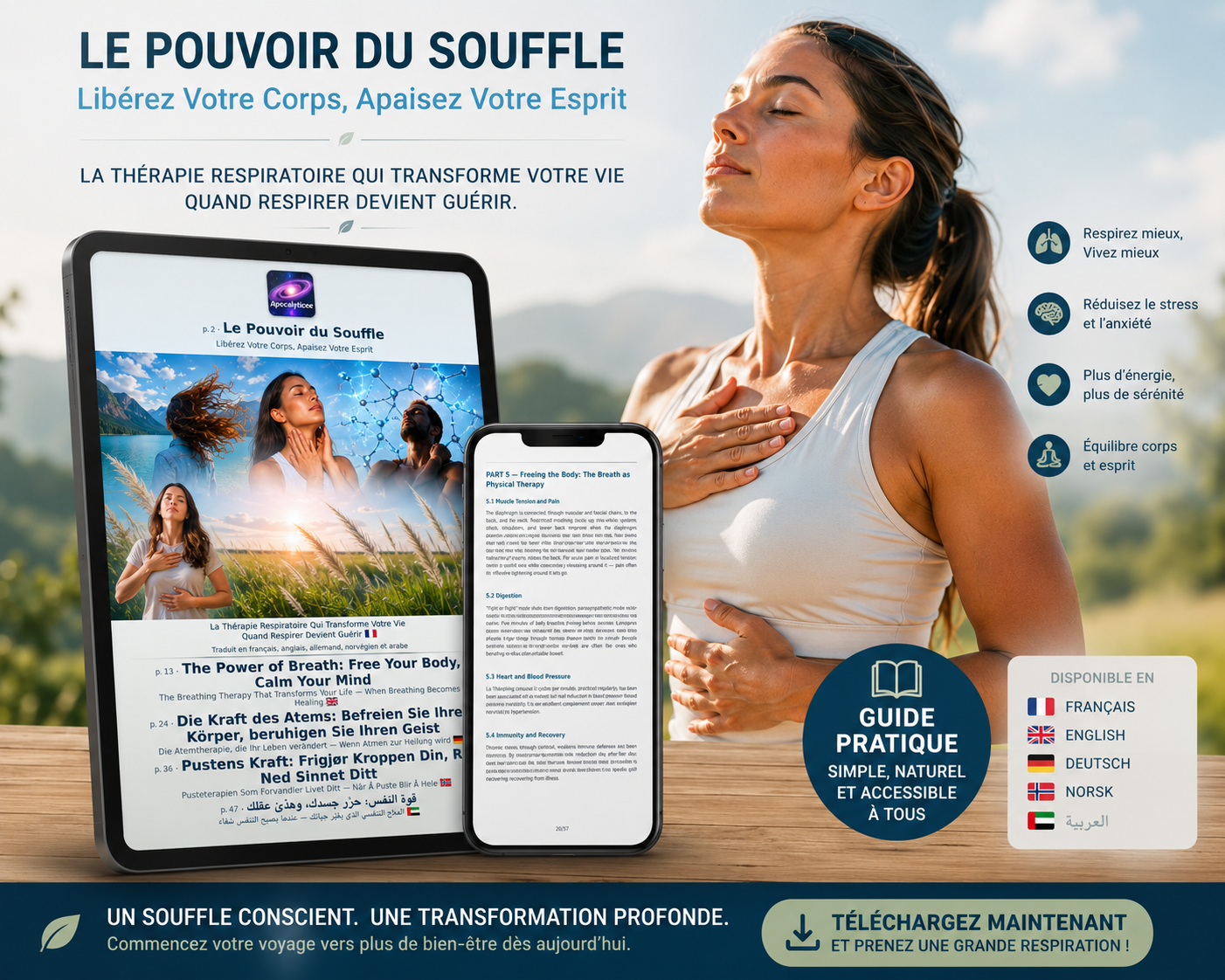 Le Pouvoir du Souffle Libérez Votre Corps, Apaisez Votre Esprit. La Thérapie Respiratoire Qui Transforme Votre Vie Quand Respirer Devient Guérir (ebook) (Français/Anglais/Allemand/Norvégien/Arabe)
